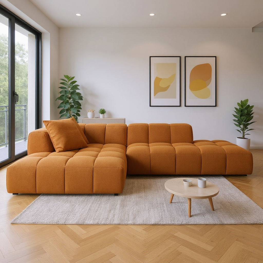 Softform BUBBLE Sofa in Stoff Loop Farbe inca gold - Ecksofa Stoff