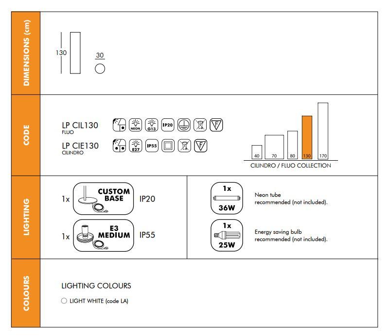Stehlampe / Stehleuchte FLUO - Breite 30/ Höhe 80cm innen - Stehleuchten
