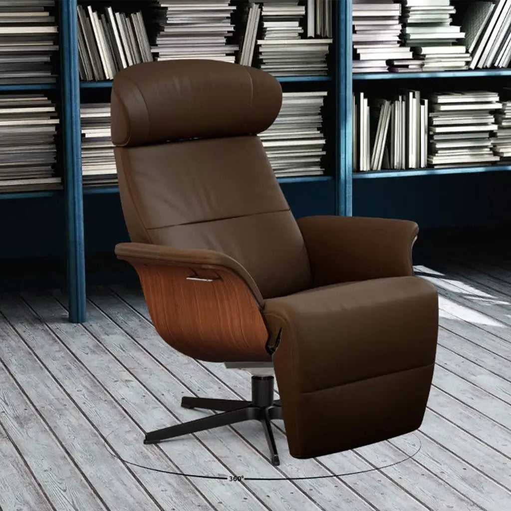 Time Out mit Fußstütze in Leder Fantasy brown - Sessel Leder