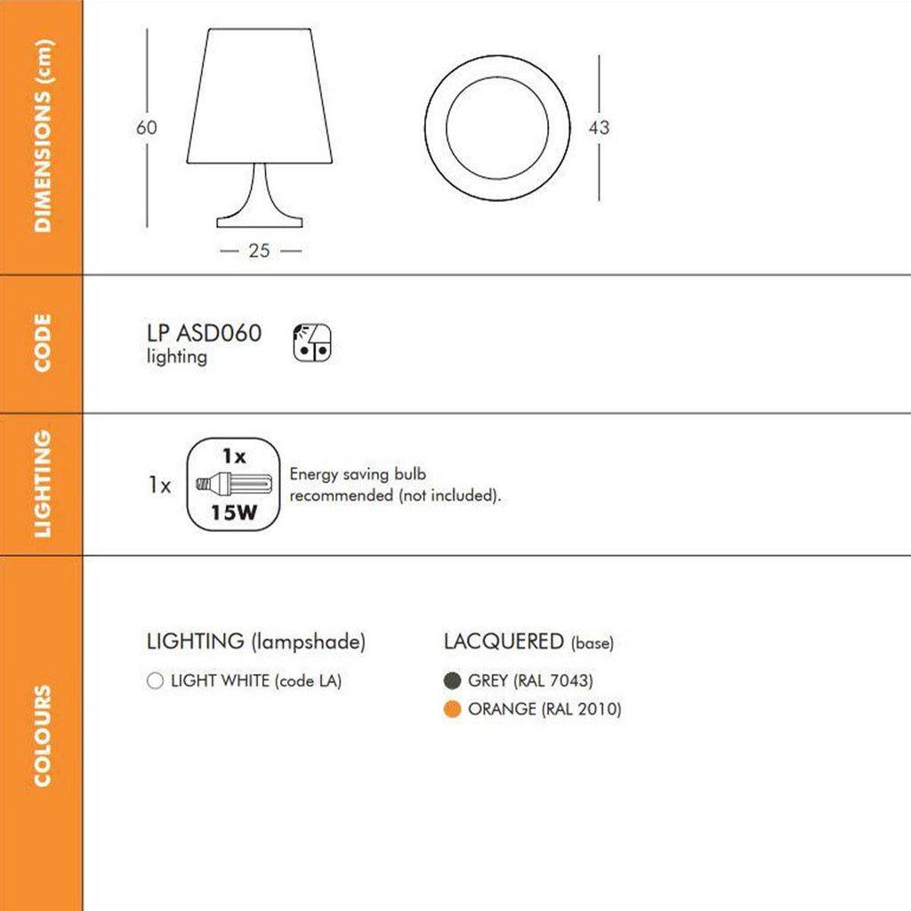Tischlampe Ali Baba weiss/orange
