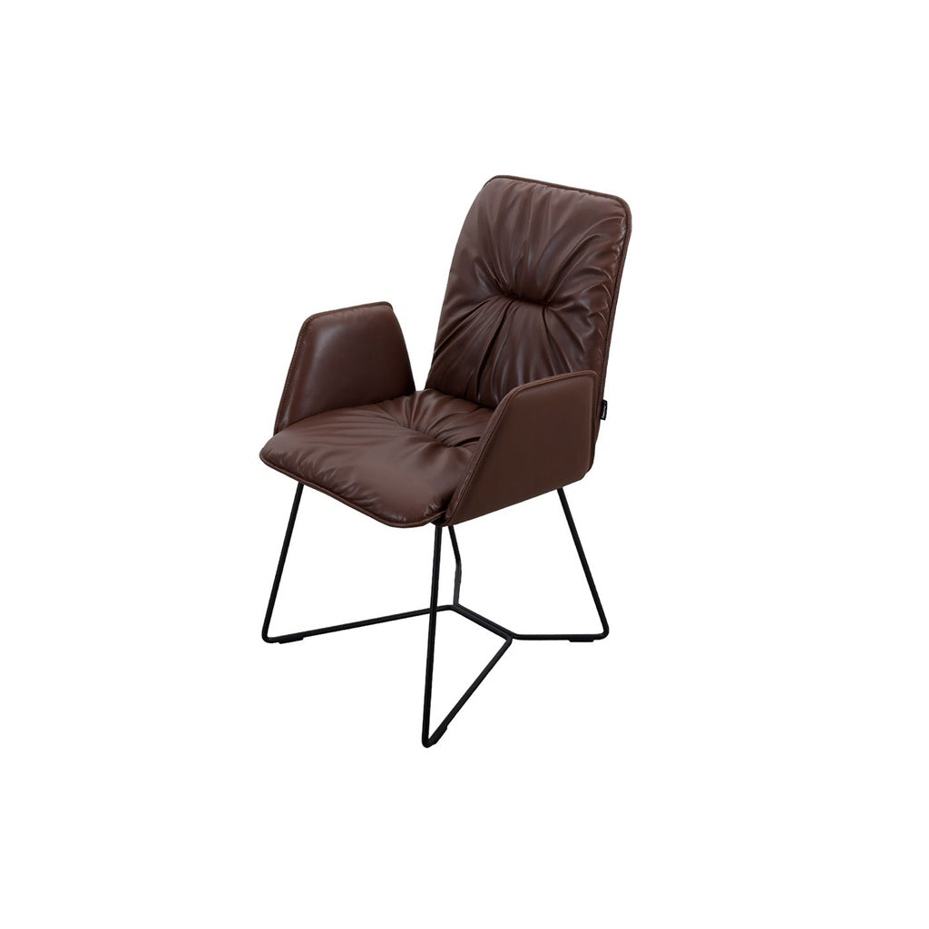 6er Set Stuhl Efendi in Wild Anilinleder dunkelbraun - Stuhl Leder