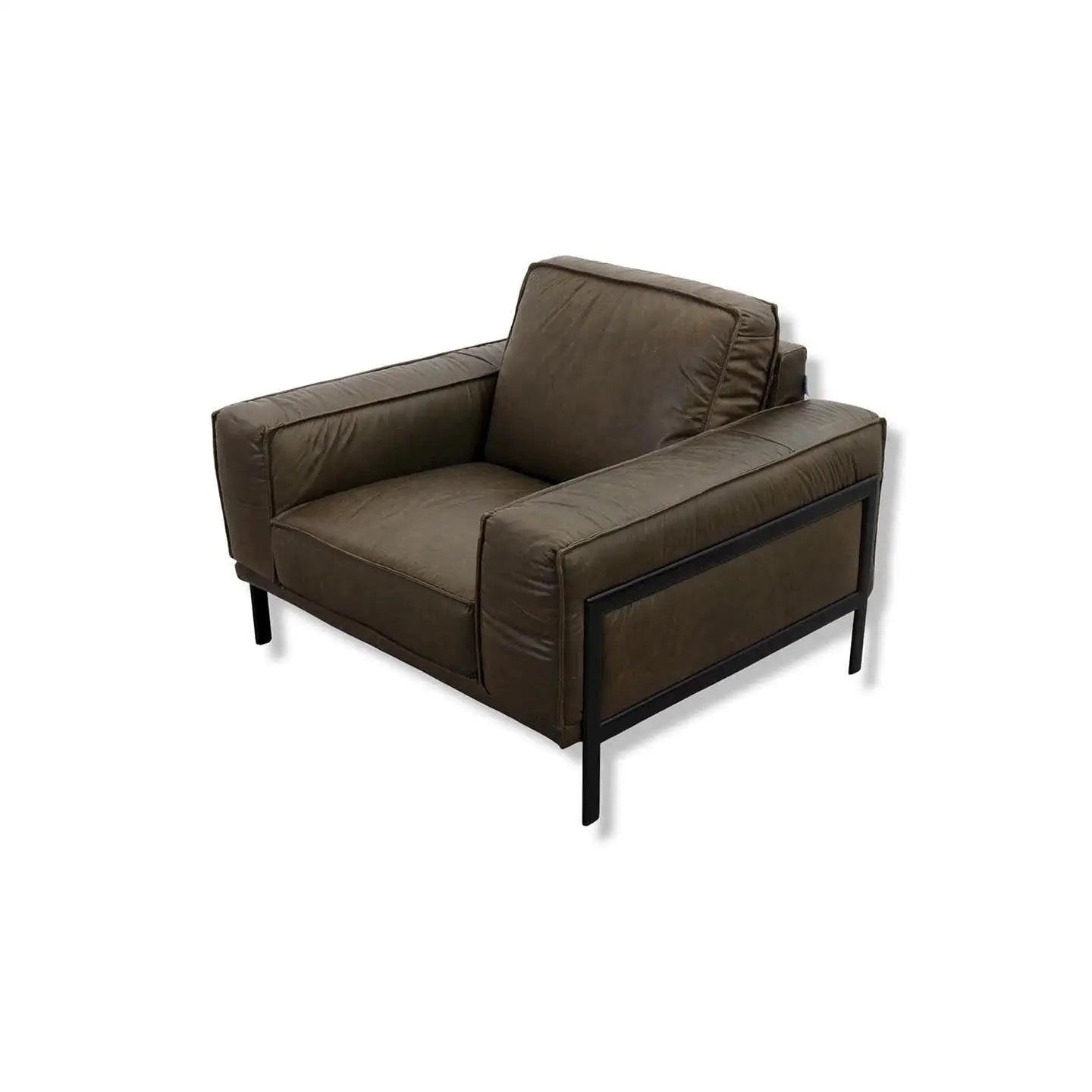 Top Sofagarnitur in Leder Las Vegas olive green - Sofa Leder
