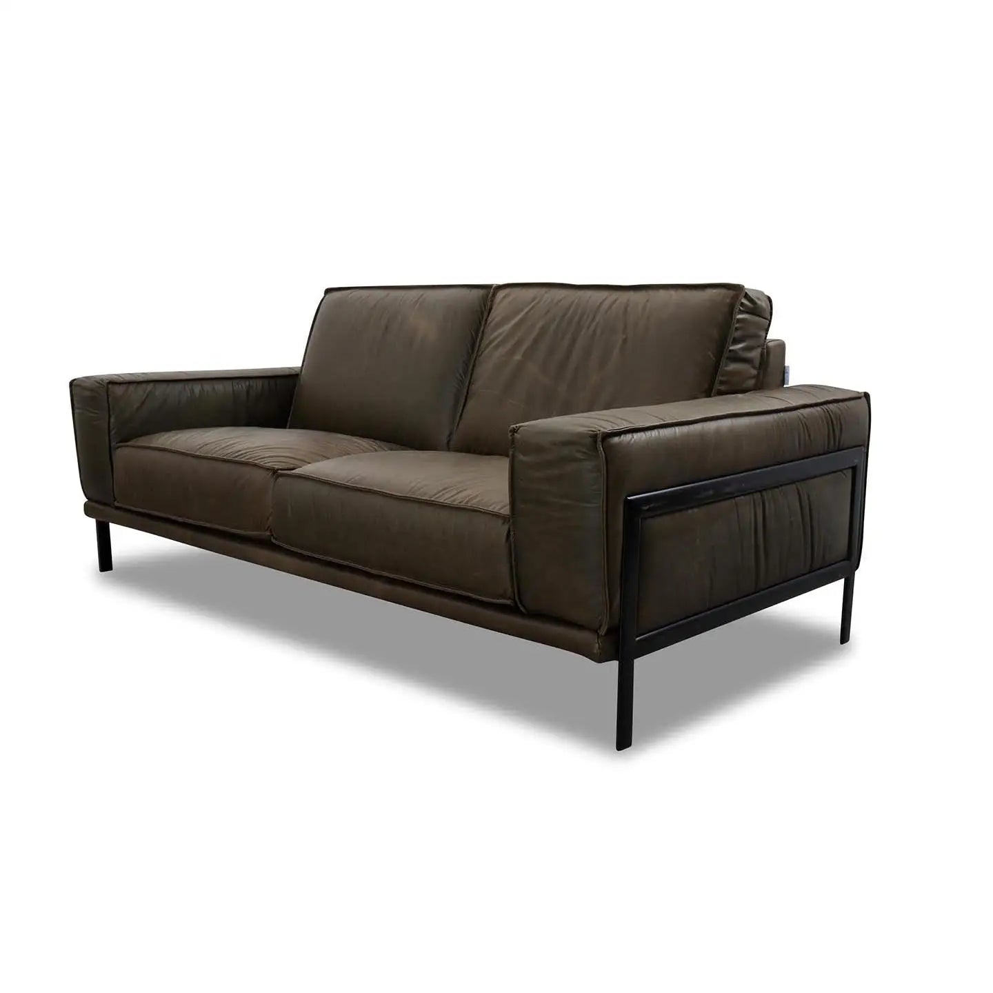 Top Sofagarnitur in Leder Las Vegas olive green - Sofa Leder