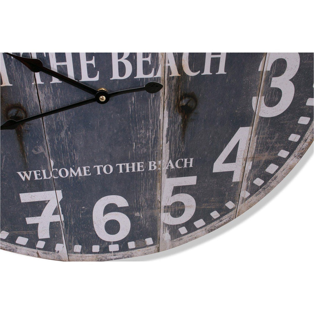 Uhr AT THE BEACH in grau-blau rund Ø 60cm - Wanddeko