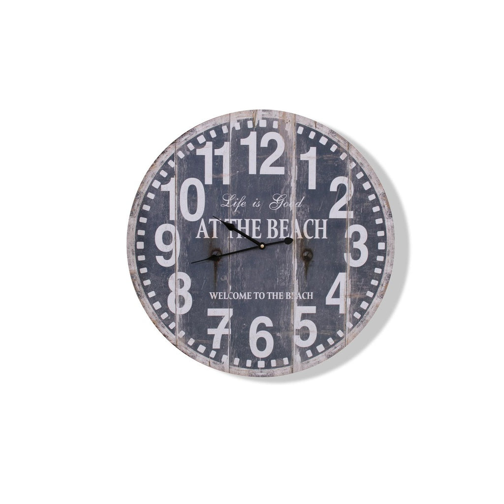 Uhr AT THE BEACH in grau-blau rund Ø 60cm