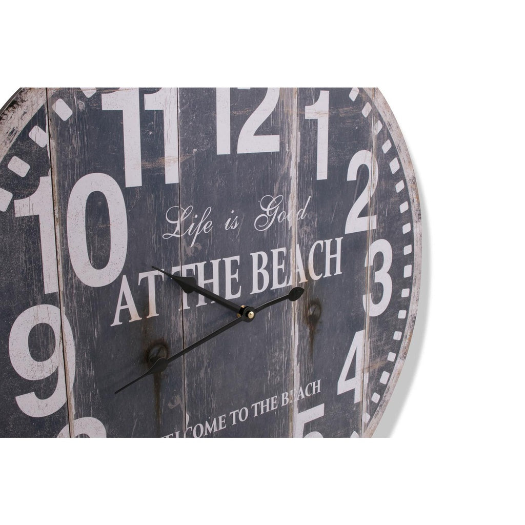 Uhr AT THE BEACH in grau-blau rund Ø 60cm - Wanddeko