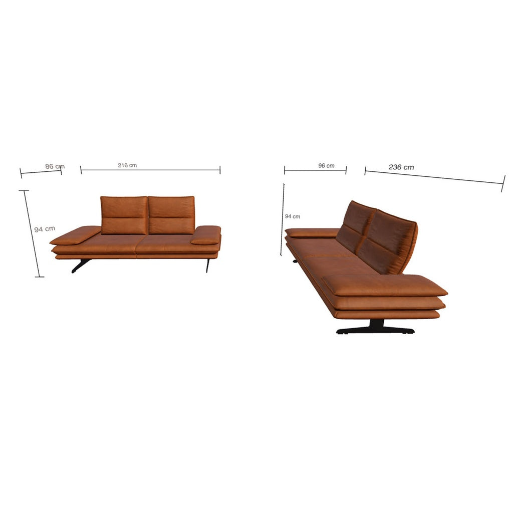 Sofagarnitur 16777 BROADWAY in Leder Z69 cognac - Sitzdesign