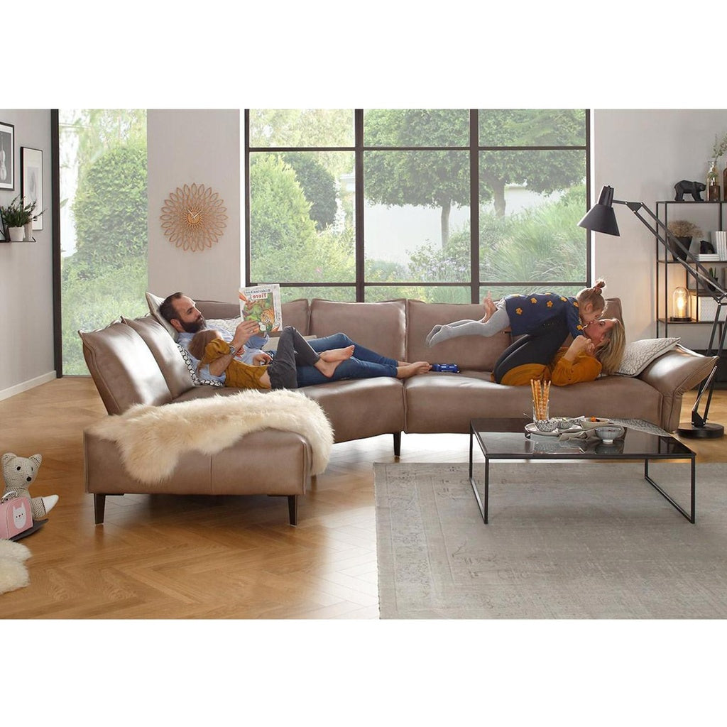 Ecksofa 16660 BONNIE in Leder Z75 sand vorstehend links - Ecksofa Leder