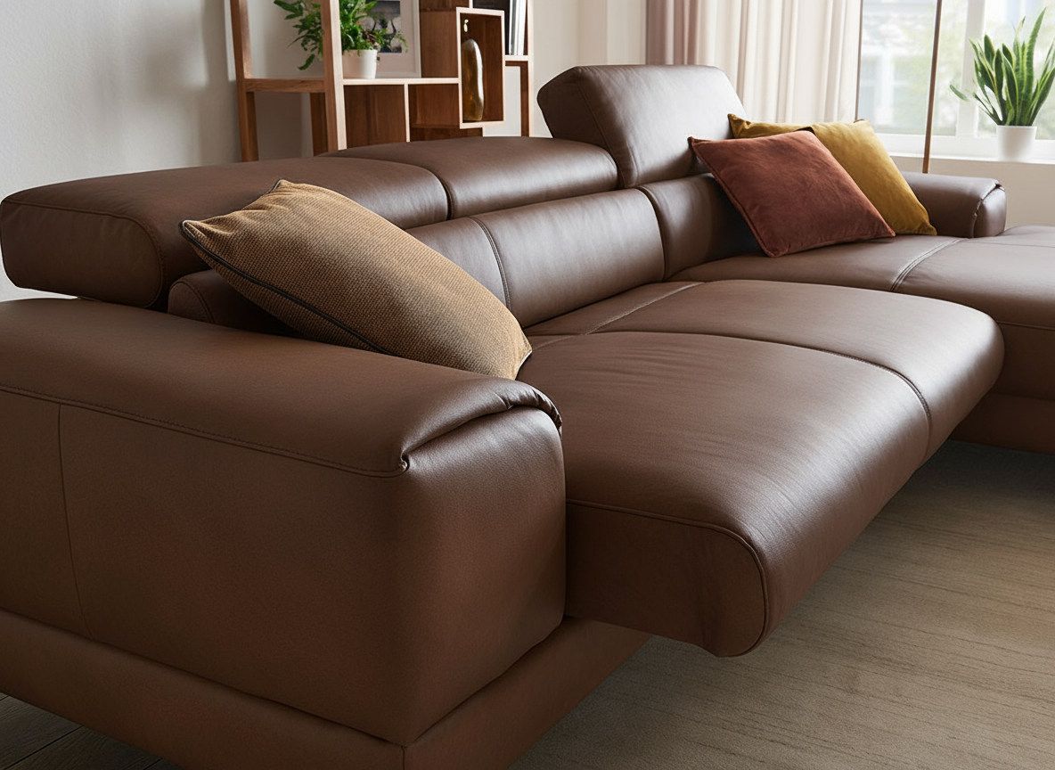 Willi Schillig Piedroo 21106 in Leder Z69 mocca mit Motor - Ecksofa Leder