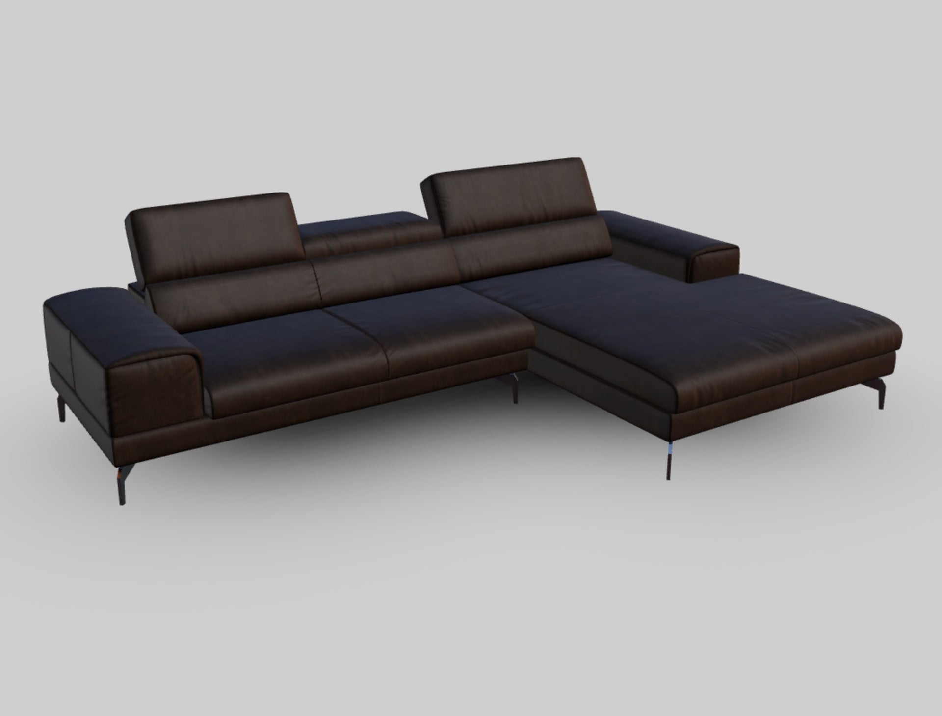 Willi Schillig Piedroo 21106 in Leder Z69 mocca mit Motor - vorstehend rechts - Ecksofa Leder