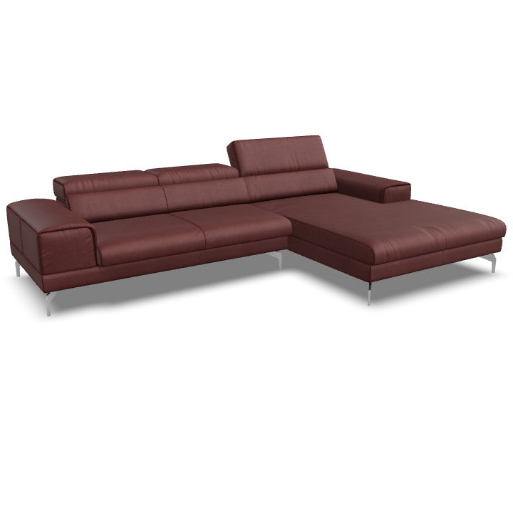 Willi Schillig Piedroo Sofa in Leder Longlife Z73 konfigurierbar - 11 Ruby Red / vorstehend rechts - Ecksofa Leder