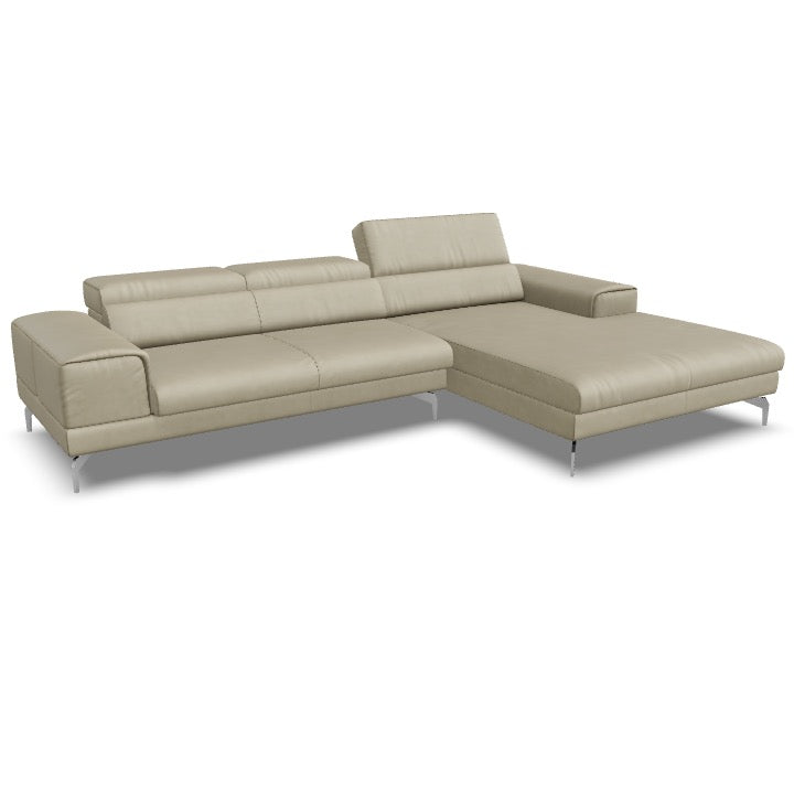 Willi Schillig Piedroo Sofa in Leder Longlife Z73 konfigurierbar - 21 Stone / vorstehend rechts - Ecksofa Leder