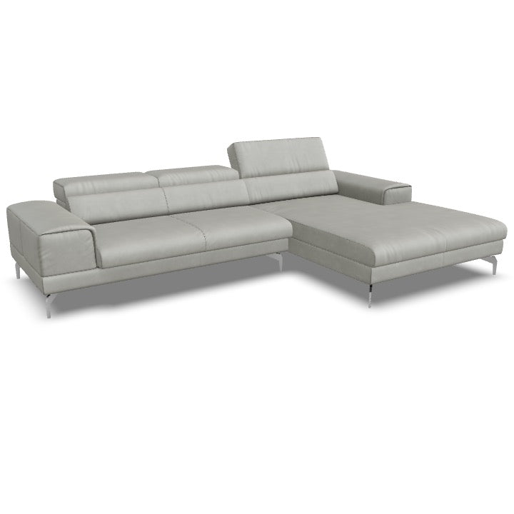 Willi Schillig Piedroo Sofa in Leder Longlife Z73 konfigurierbar - 22 Grey / vorstehend rechts - Ecksofa Leder