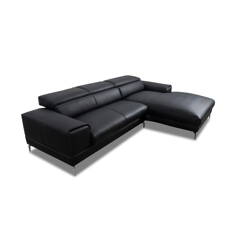 Piedroo 21106 in Leder Z73 nachtschwarz vorstehend rechts - Ecksofa Leder