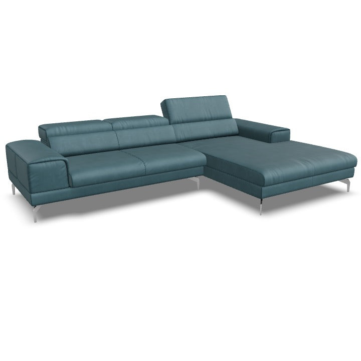 Willi Schillig Piedroo Sofa in Leder Longlife Z73 konfigurierbar - 27 Light Blue / vorstehend rechts - Ecksofa Leder