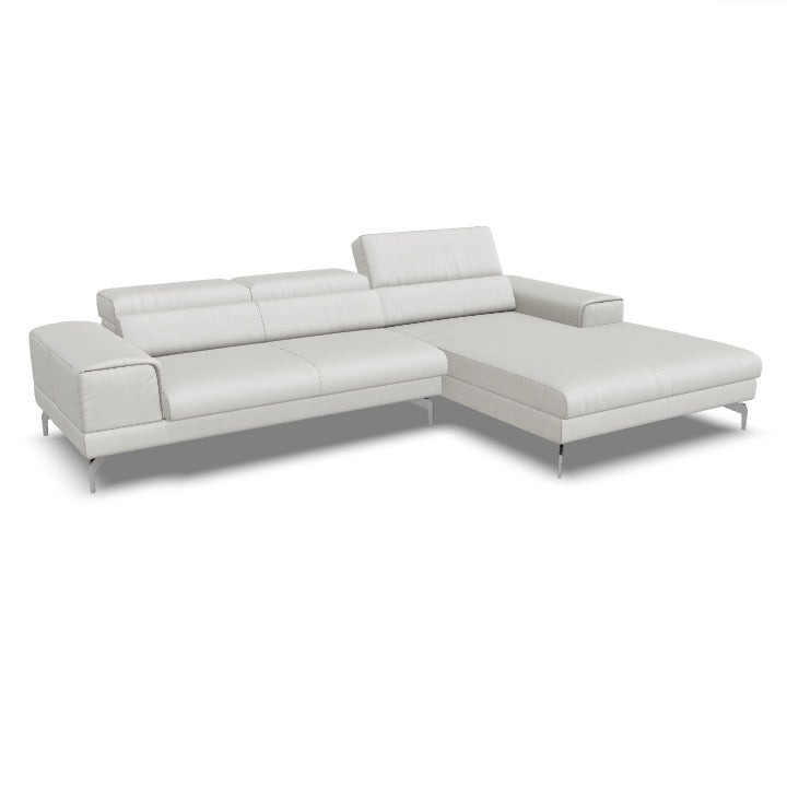 Willi Schillig Piedroo Sofa in Leder Longlife Z73 konfigurierbar - 42 white / vorstehend rechts - Ecksofa Leder