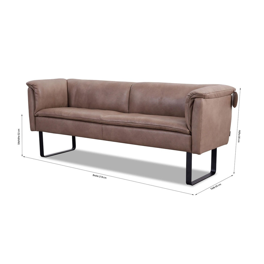 Sitzbank 11752 Lounge Breite 218cm in Leder Z75 sand - Sitzbank