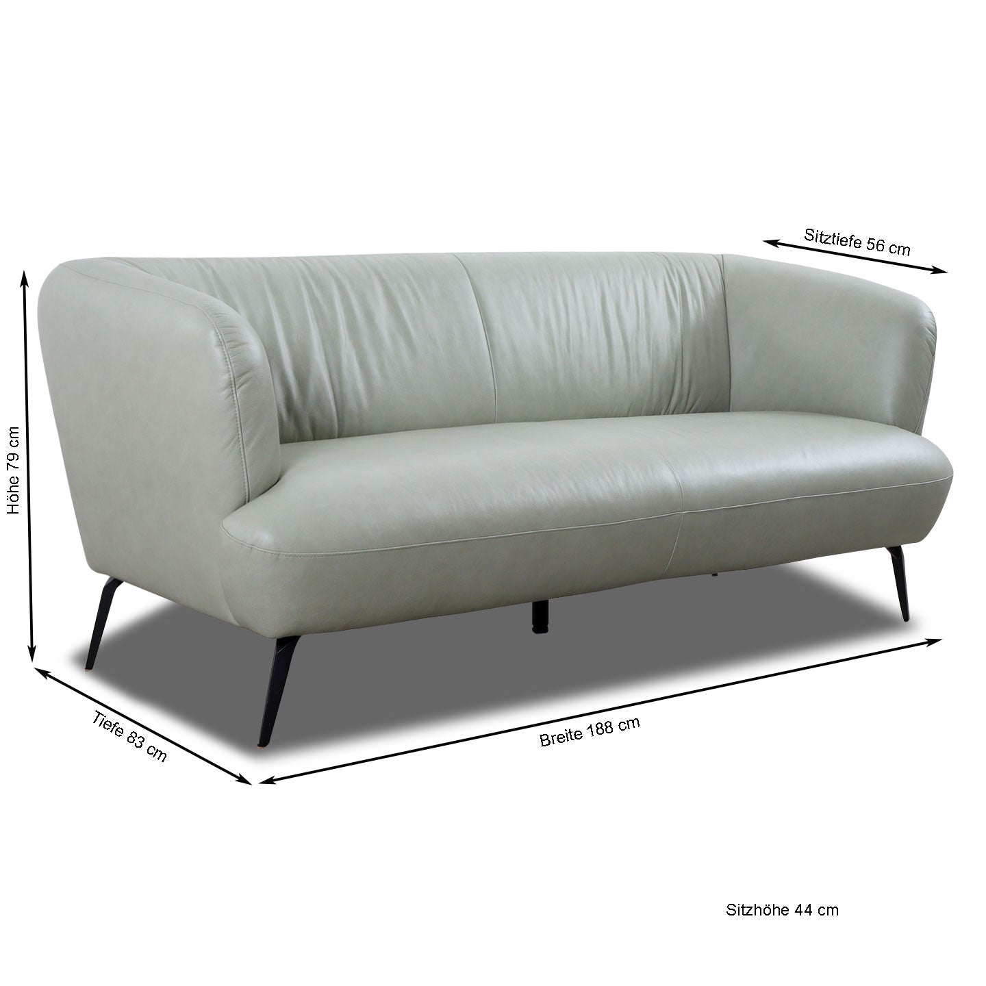 Willi Schillig Sofa 12342 ELLA in in Leder Z74 green tea - Sofa Leder