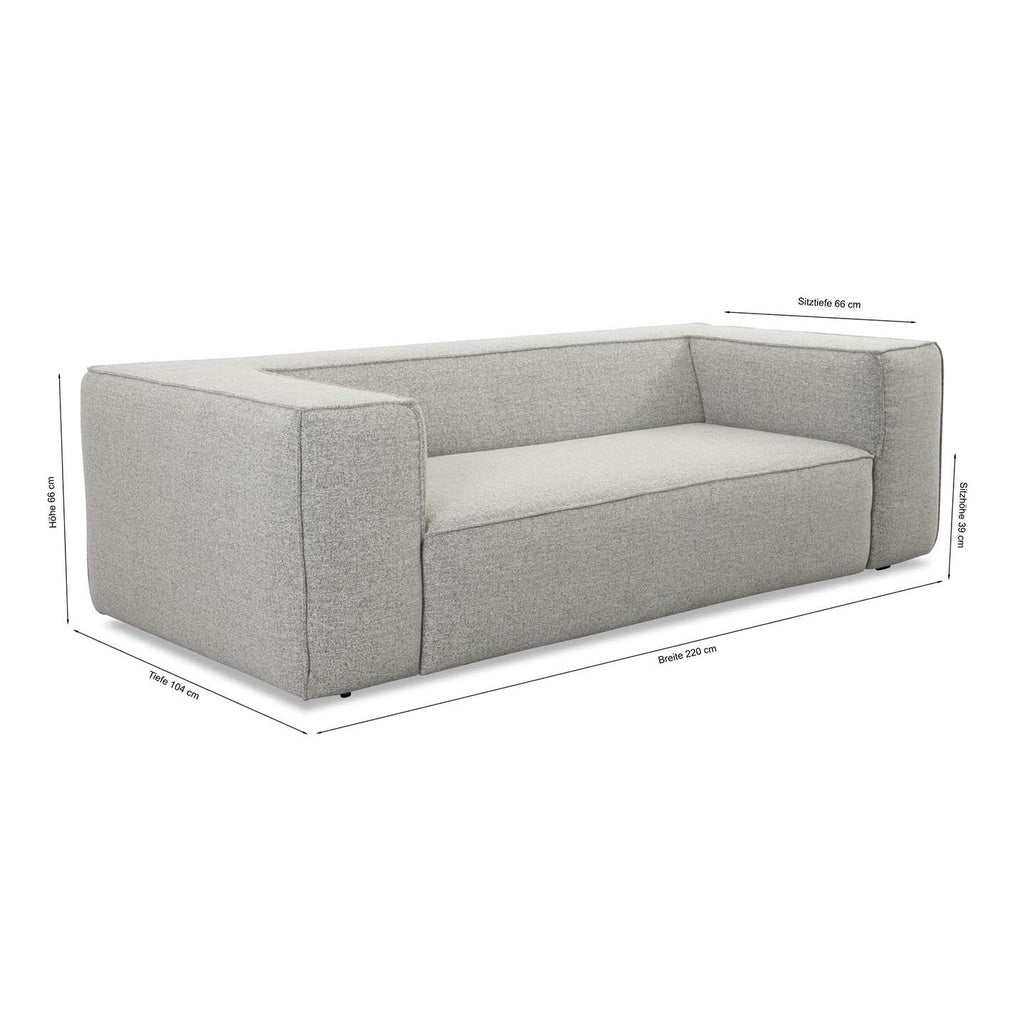 Sofa 18050 around the block in Stoff Puntino white-black - Sofa Stoff