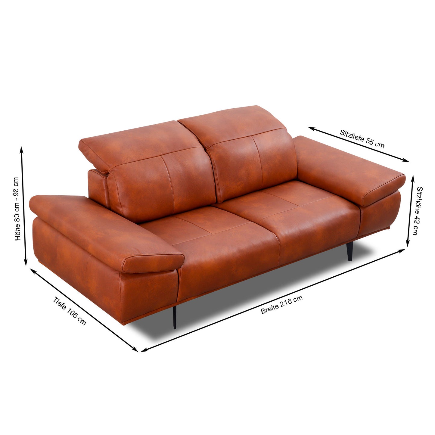 Willi Schillig Sofa 24405 LEVI in Leder Z75 cognac