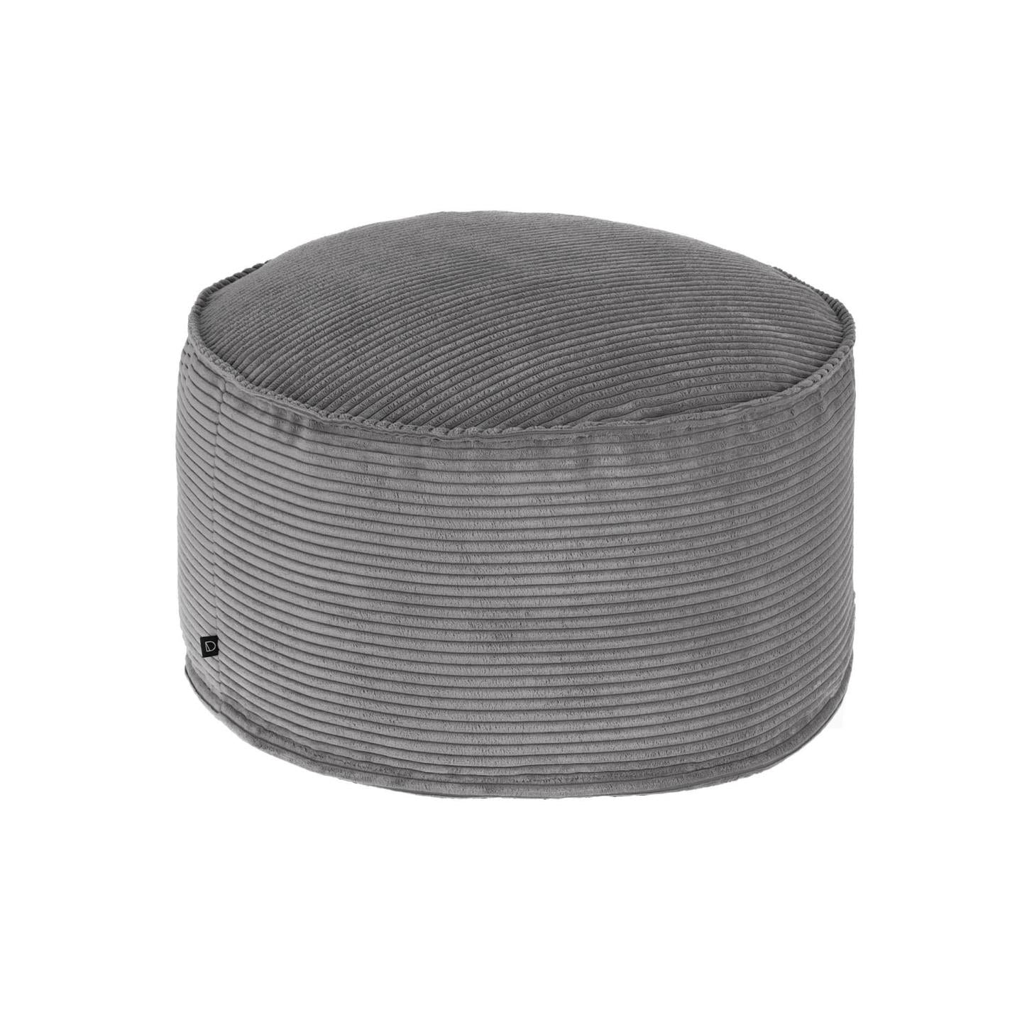 Wilma großer Pouf breiter Cord grau Ø 60 cm - Sitzdesign