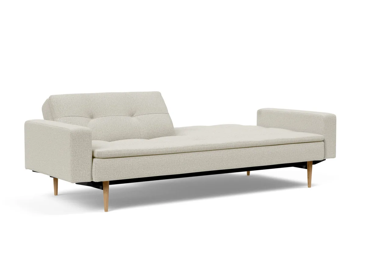 Dublexo Styletto Schlafsofa Schwarzes Holz mit Armlehnen – RELAX-BETT