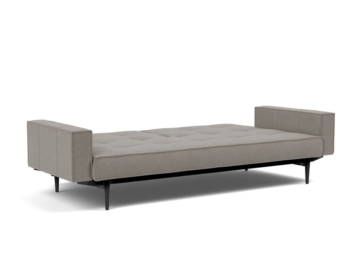 Splitback Styletto Schlafsofa Dunkles Holz mit Armlehnen – BETT-BETT