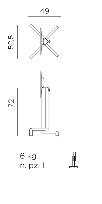 Base Ibisco Tischgestell – Maßzeichnung