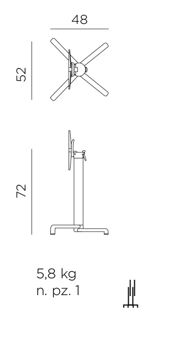Base Scudo Tischgestell – Maßzeichnung