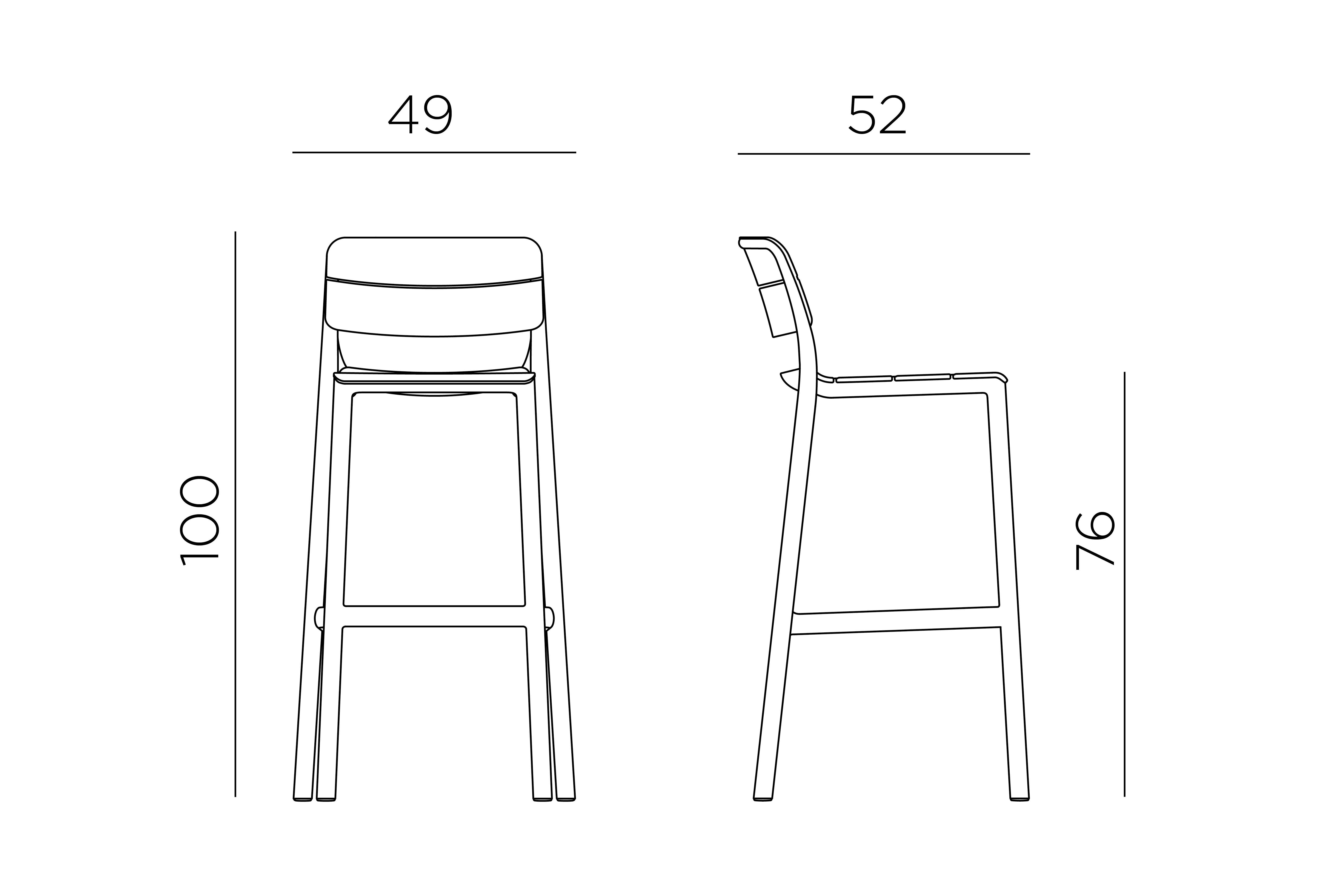 Nardi Cassia Stool – Outdoor-Barhocker – Maßzeichnung