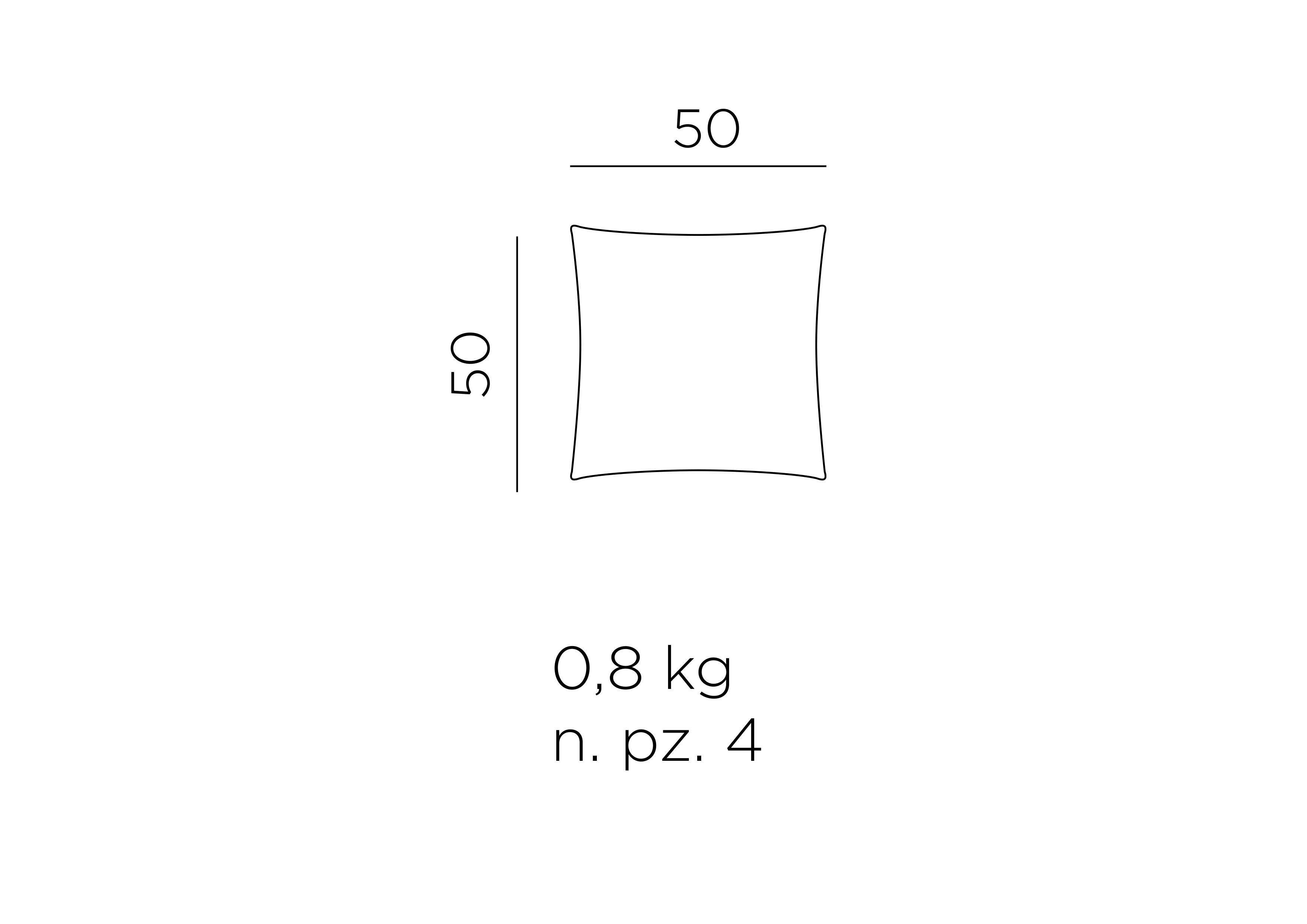 Cuscino Arredo Maximo 50x50 Kissen – Maßzeichnung