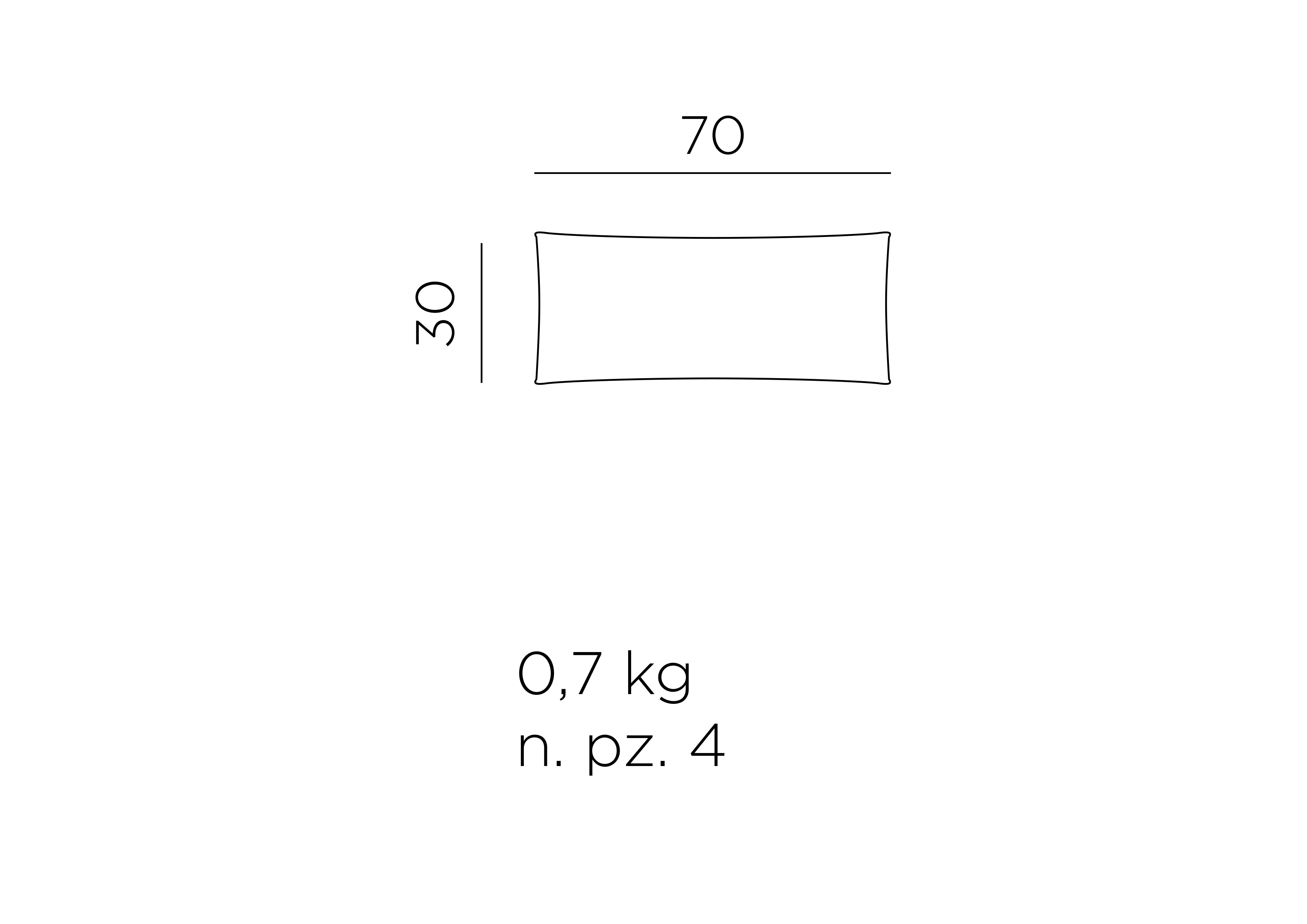 Cuscino Arredo Maximo 70x30 Kissen – Maßzeichnung