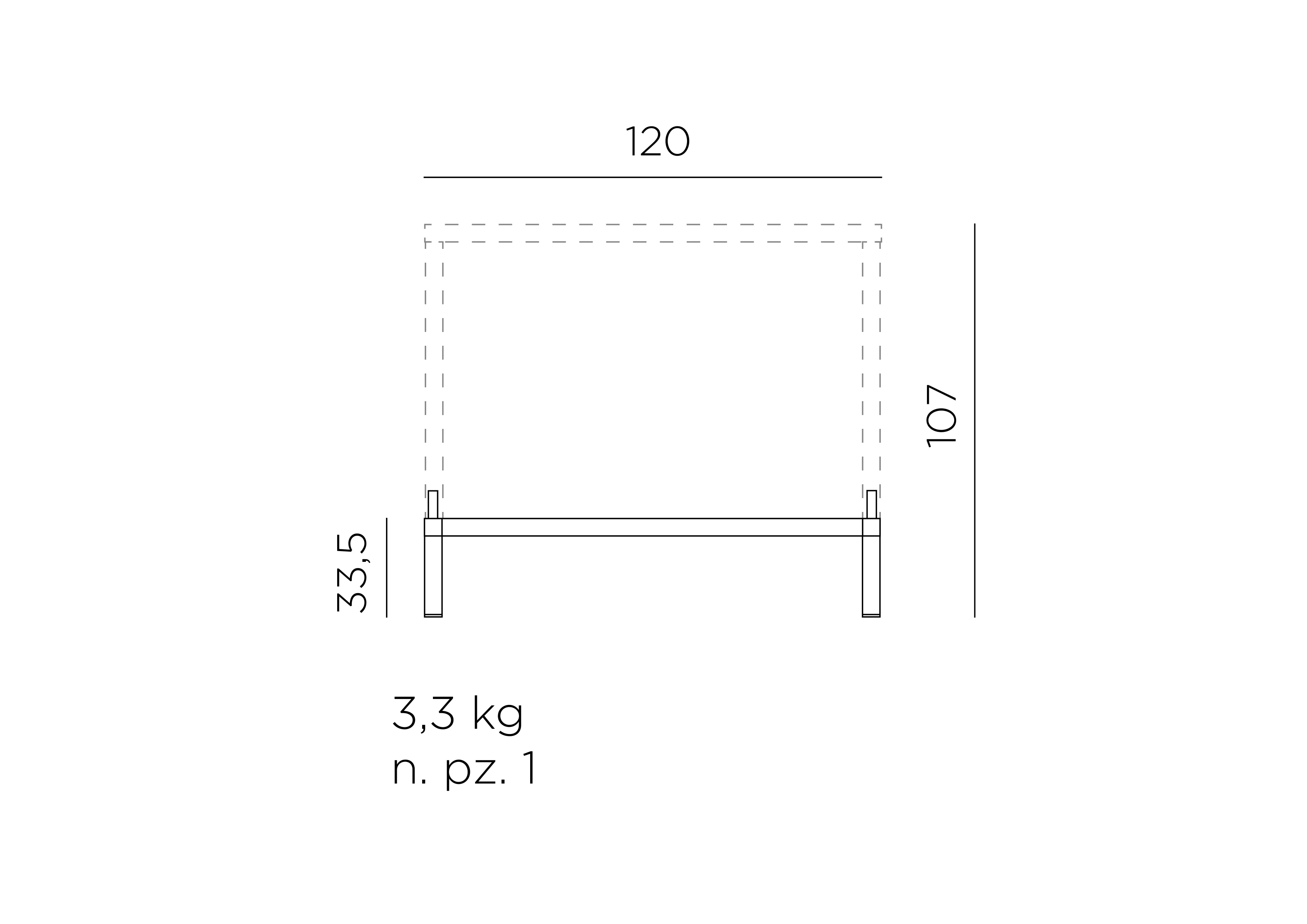 Kit Cube 120x70 High Zubehörteil – Maßzeichnung