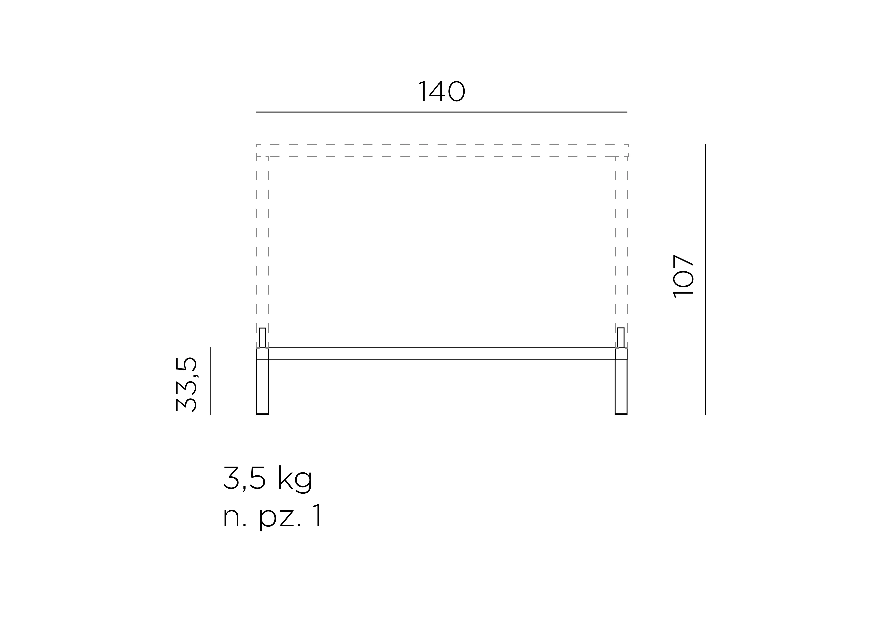 Kit Cube 140x80 High Zubehörteil – Maßzeichnung