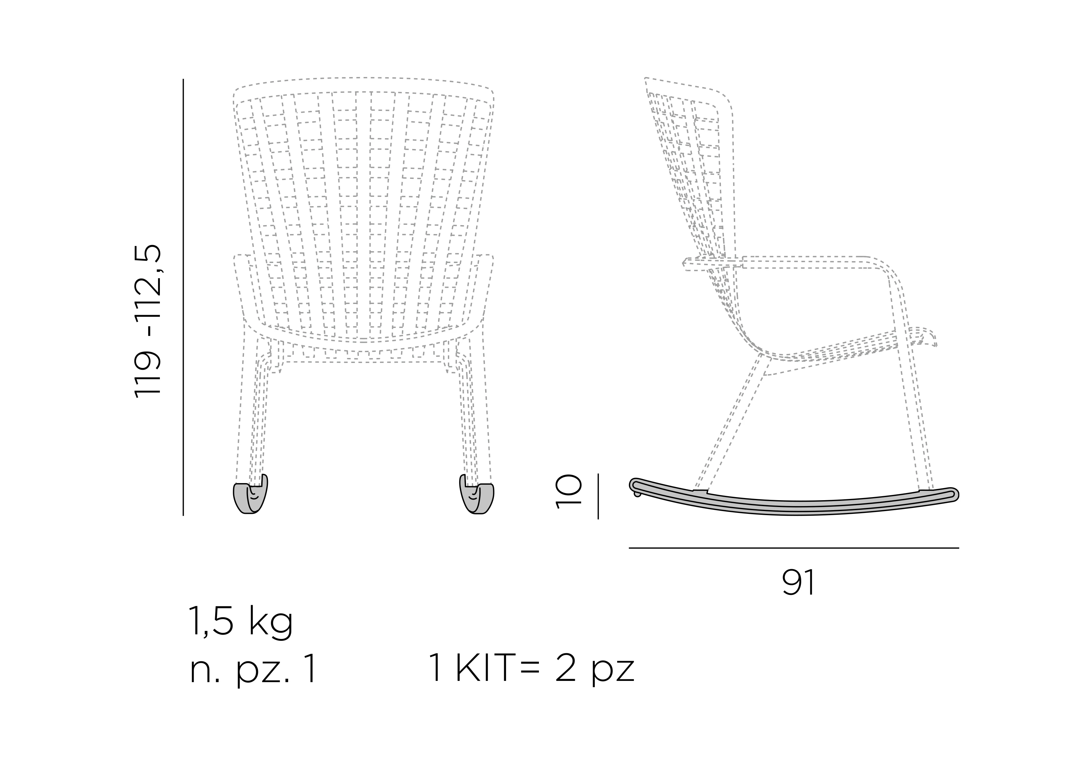 Kit Folio Rocking Zubehörteil – Maßzeichnung