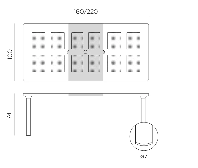 Libeccio Tisch – Maßzeichnung