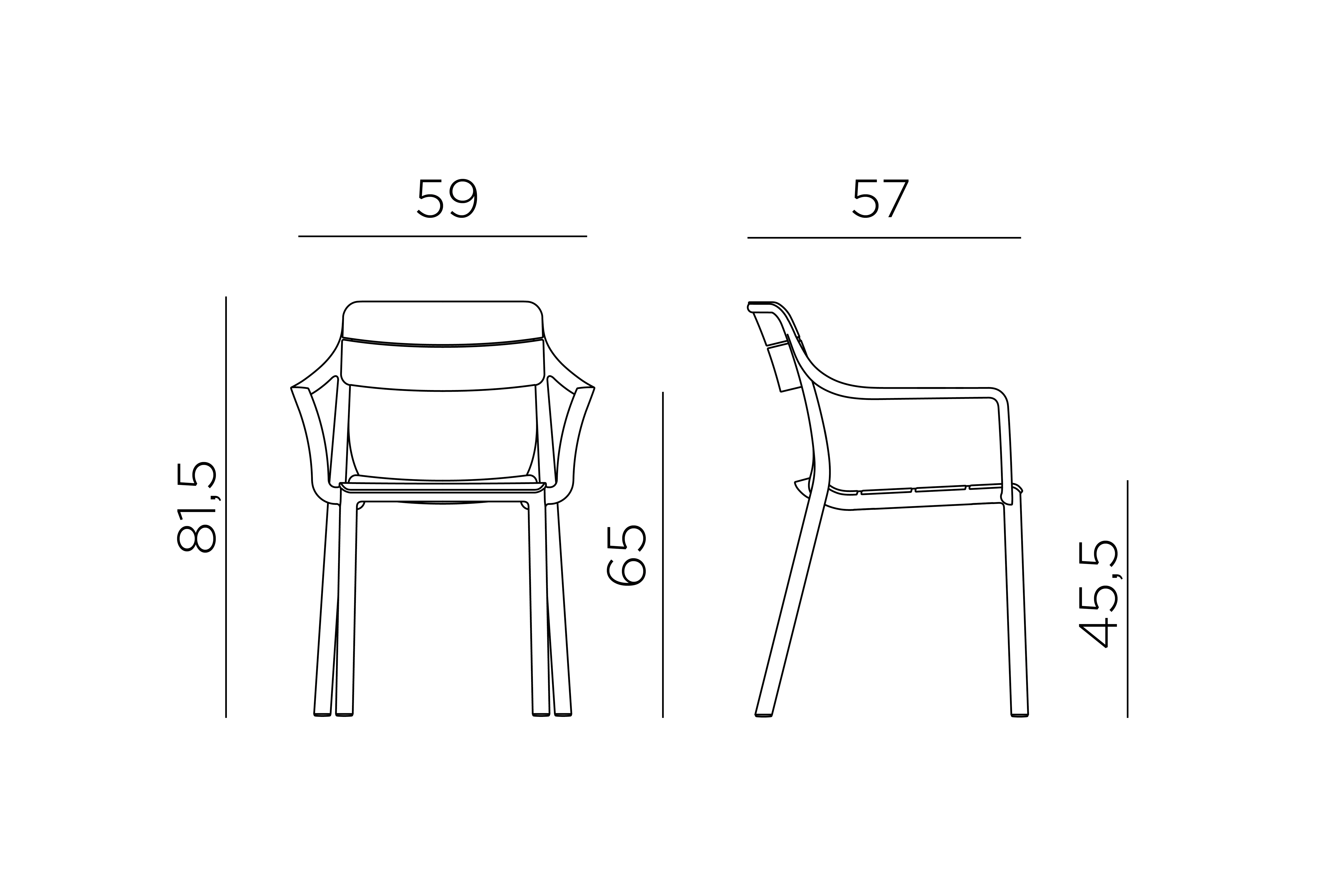 Nardi Cassia Armchair – Maßzeichnung