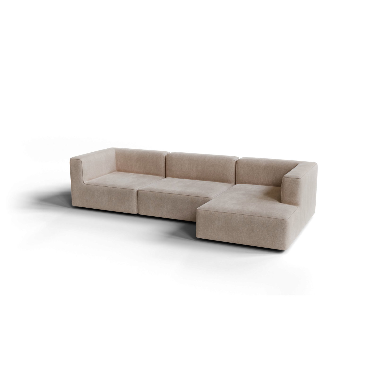 TASI 3 Sitzer Chaiselongue Rechts – Beige – Stoff: Pina