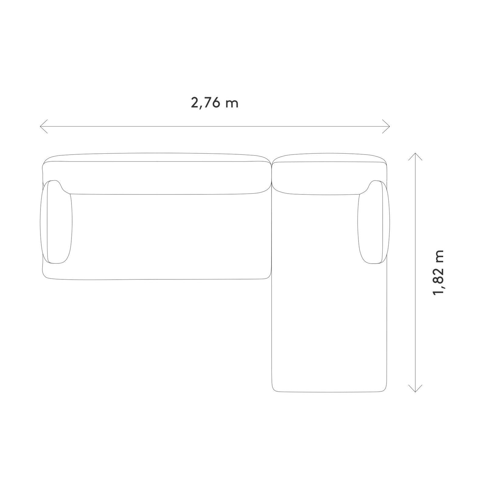 MOCO 2 Sitzer Chaiselongue Rechts