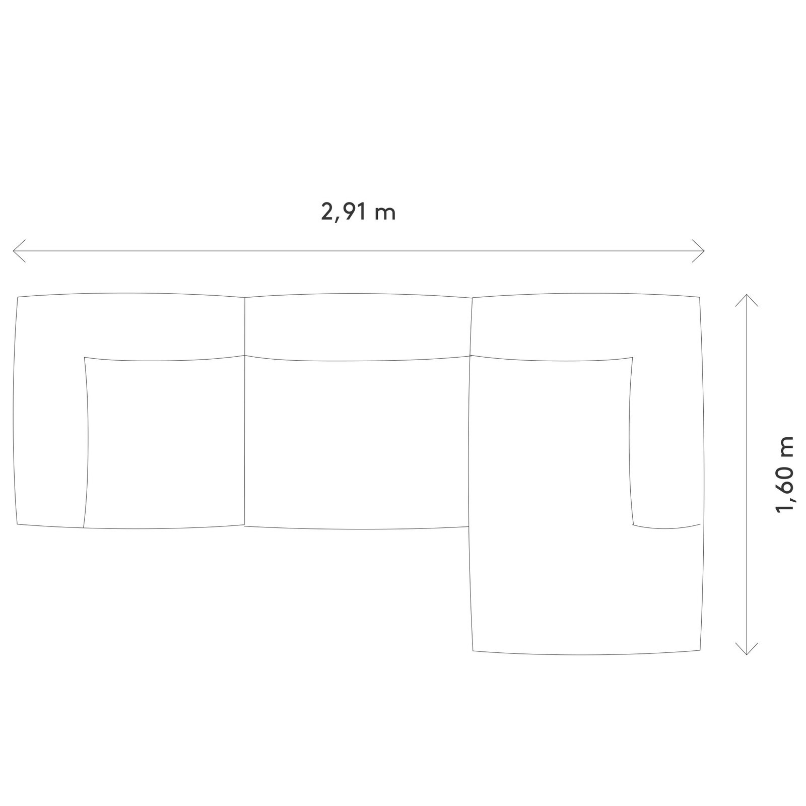 TASI 3 Sitzer Chaiselongue Rechts
