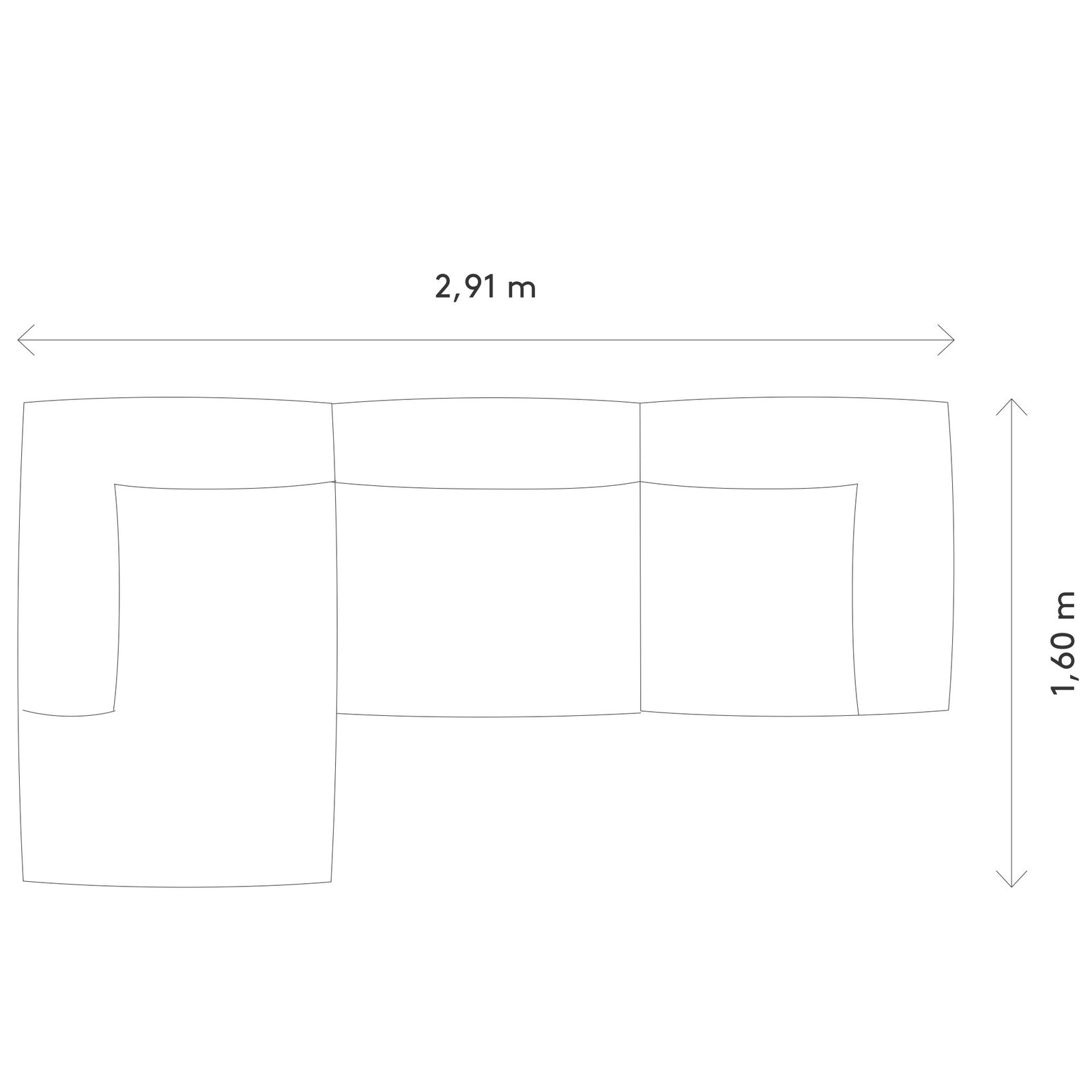 TASI 3 Sitzer Chaiselongue Links