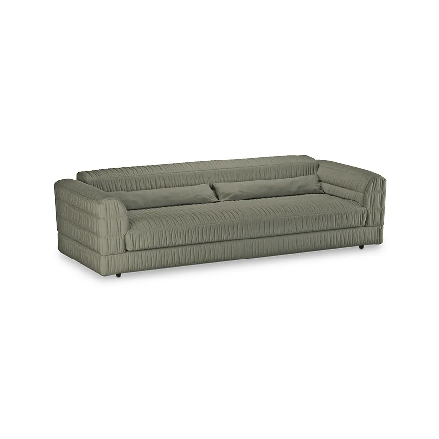HKliving Club Couch – Linen, Army green – Wohnansicht