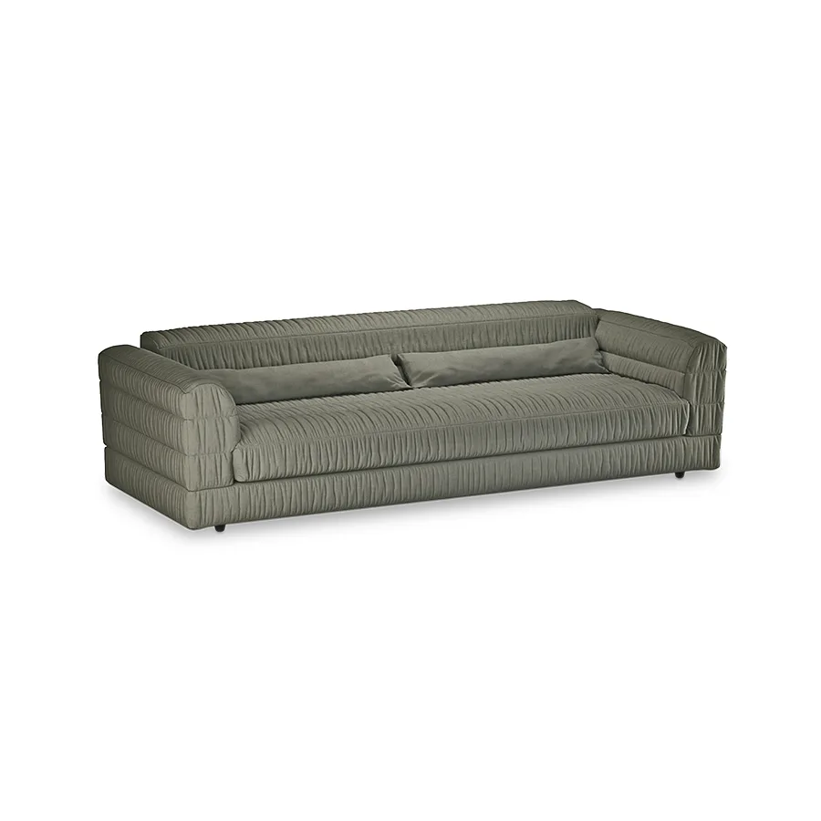 HKliving Club Couch – Linen, Army green – Wohnansicht