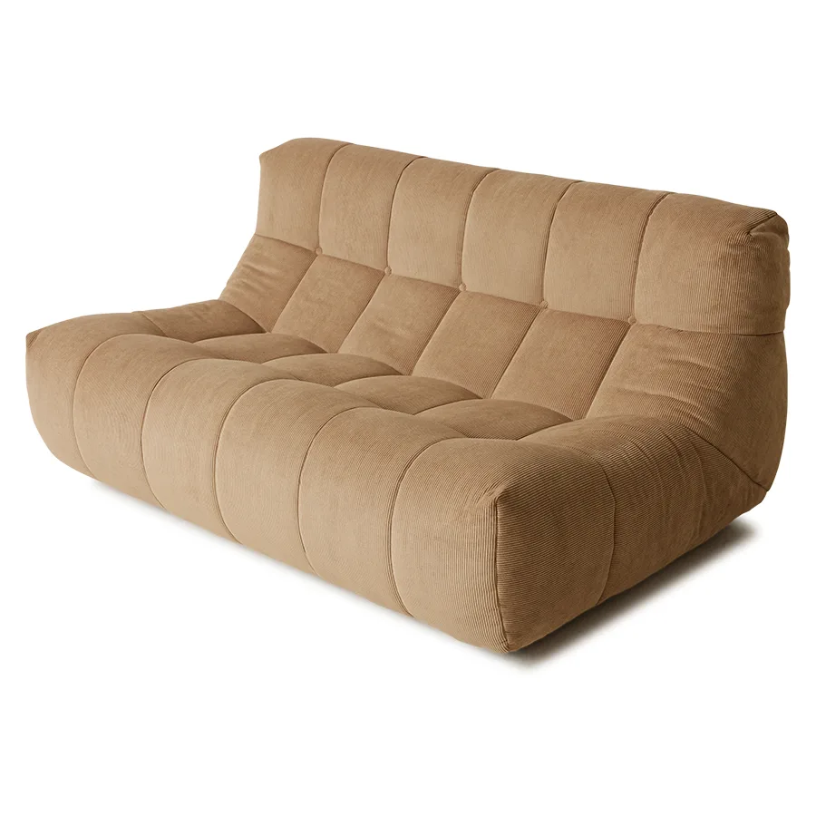 HKliving Lazy Lounge Bank – Corduroy rib, Brown – Wohnansicht