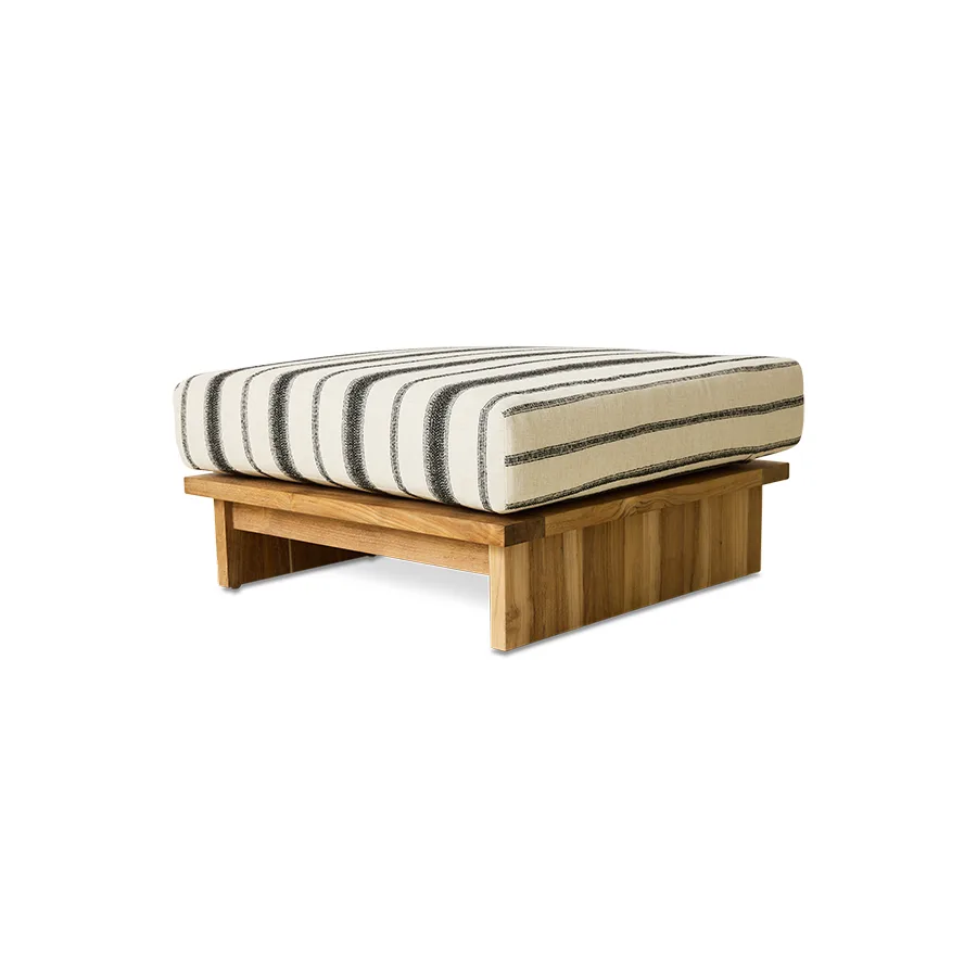 HKliving Outdoor Hocker Teak – Chalkstripe – Wohnansicht