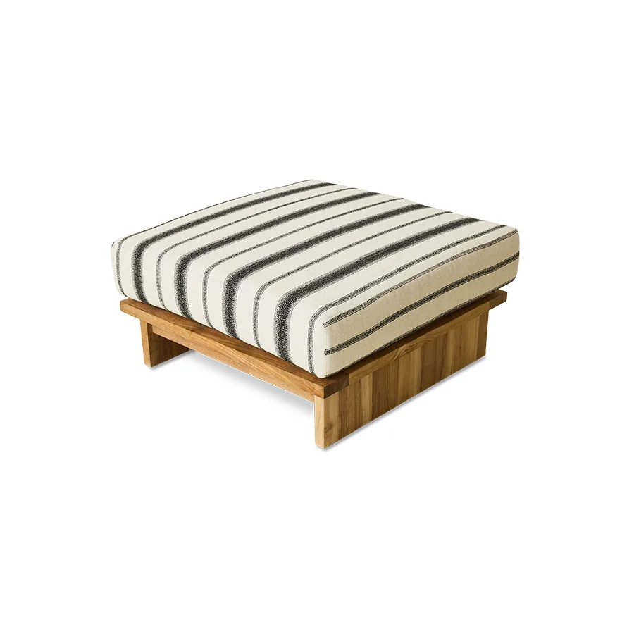 HKliving Outdoor Hocker Teak – Chalkstripe – Wohnansicht