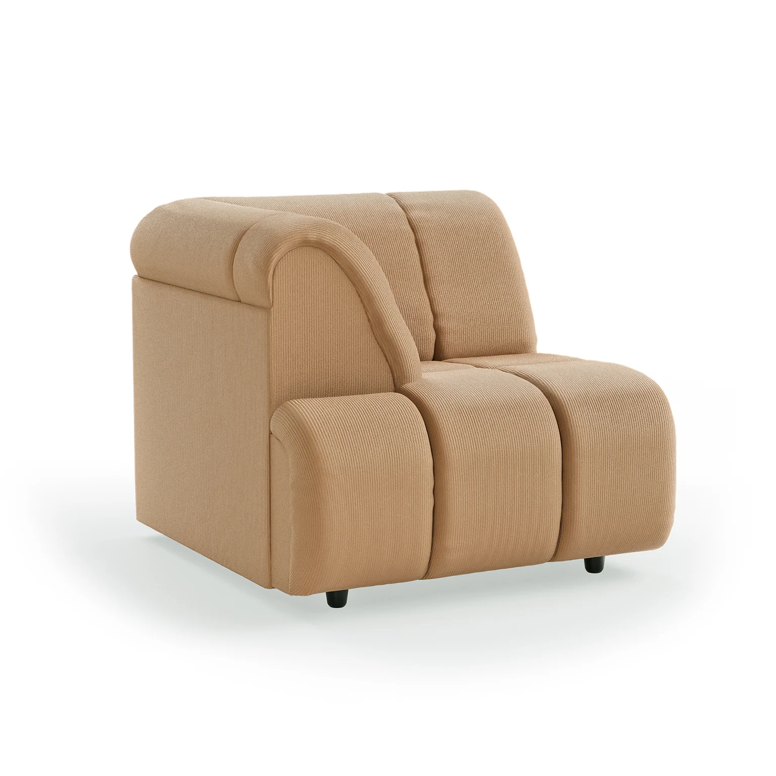 HKliving Wave Couch – Element linke hohe Armlehne – Corduroy rib, Brown