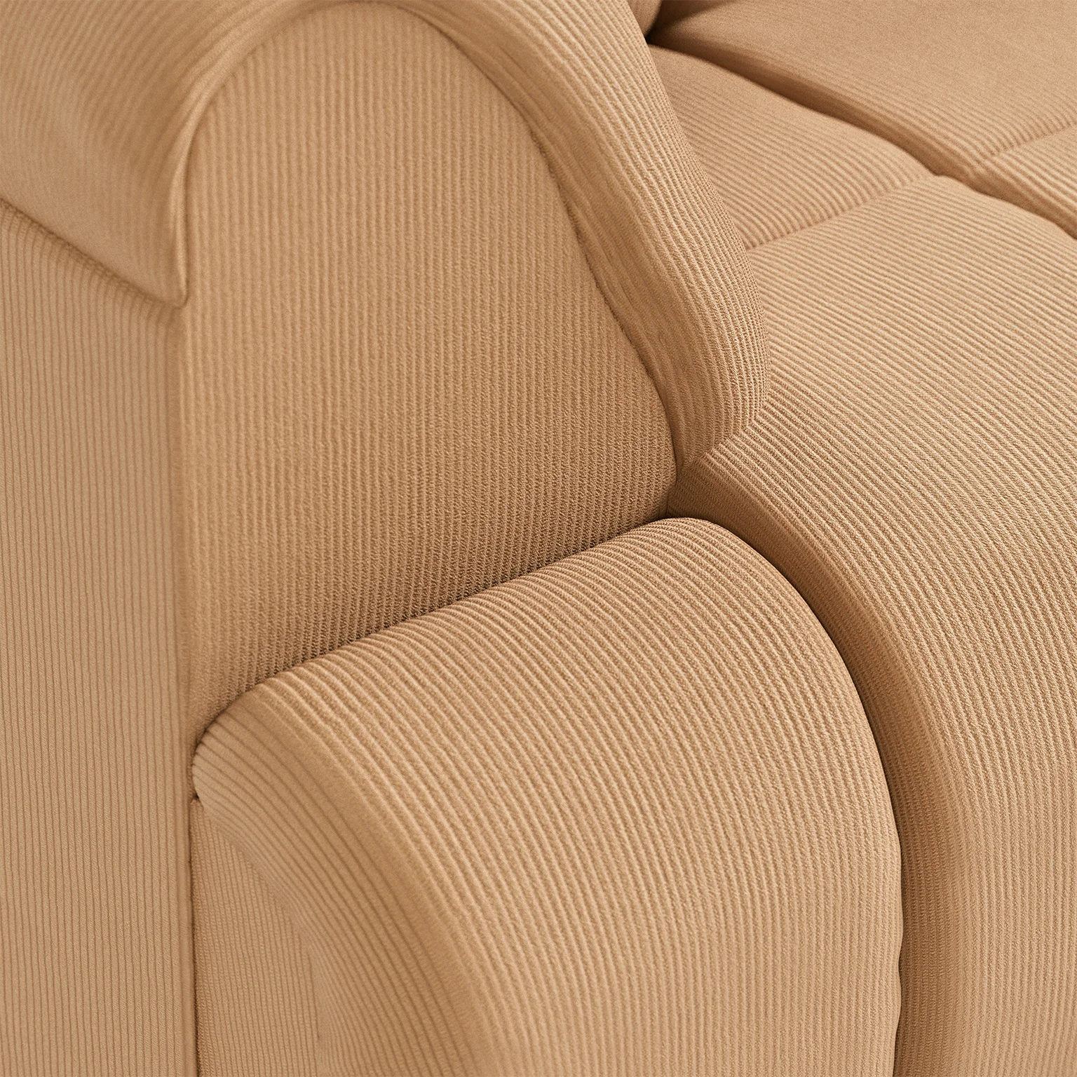 HKliving Wave Couch – Element linke hohe Armlehne – Corduroy rib, Brown