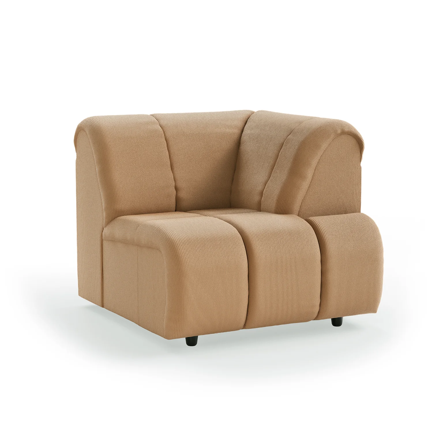 HKliving Wave Couch – Element rechte hohe Armlehne – Corduroy rib, Brown