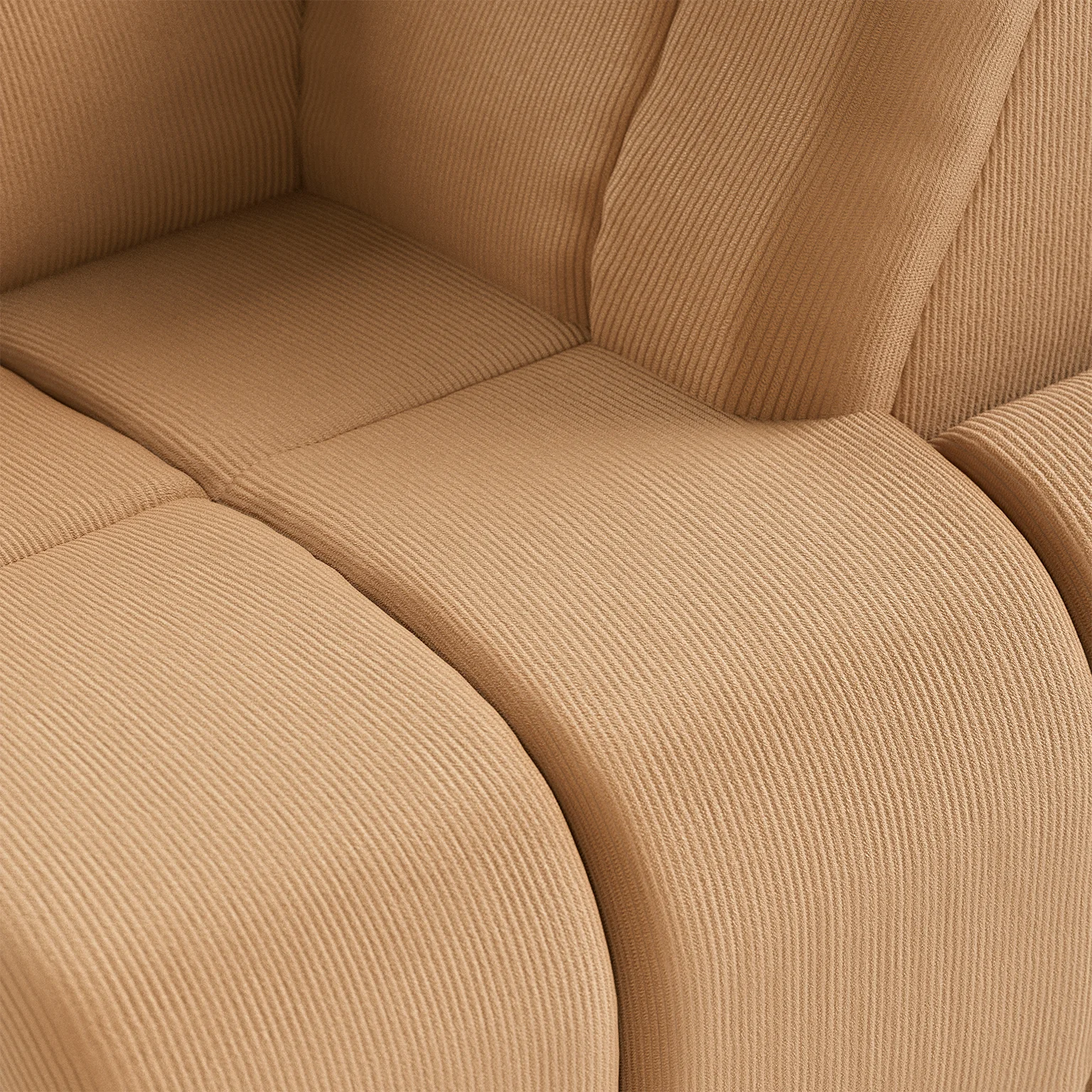 HKliving Wave Couch – Element rechte hohe Armlehne – Corduroy rib, Brown